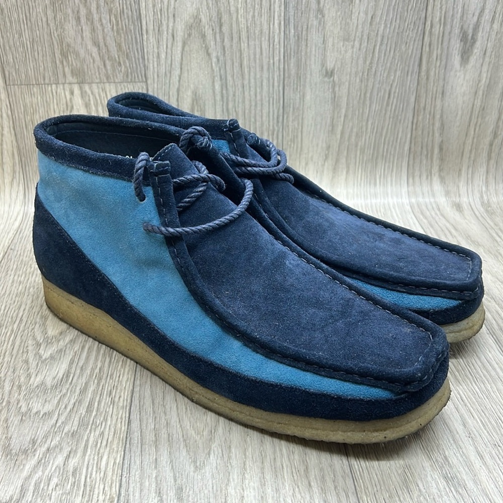 British Walker Mens Casual Shoes Wallabee Style Suede 2 Tone Navy Sky Bl…